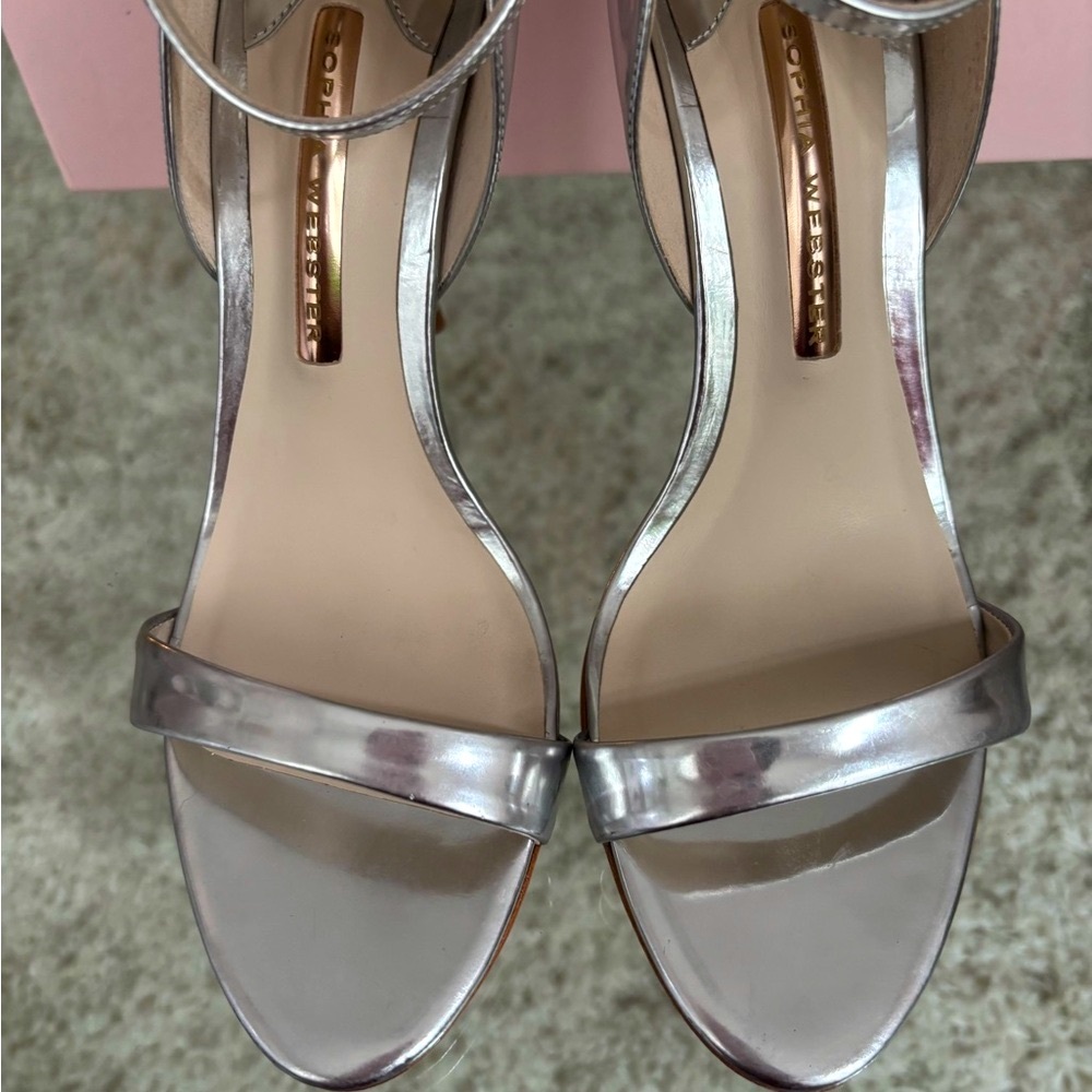 Sophia Webster Maya Silver Bow-Accent Ankle Strap Sandals - Silver - Picture 3 of 14